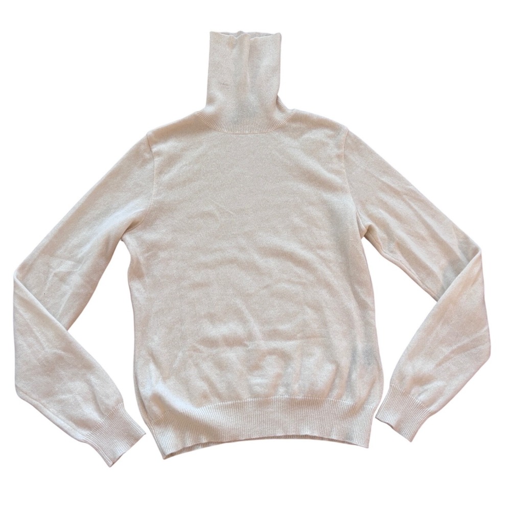 Ralph Lauren Black Label 100% Cashmere Turtleneck Sweater Cream Womens Large